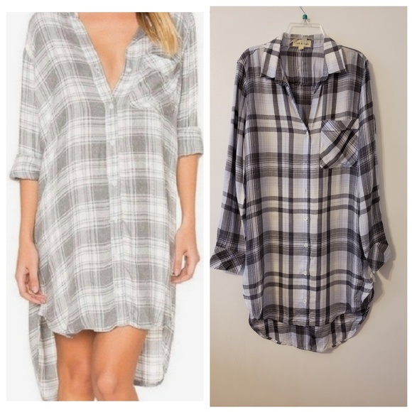 Anthropologie Dresses & Skirts - Cloth & Stone Plaid Button Down Tinic NWOT